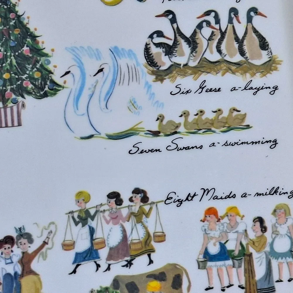 TWELVE DAYS OF CHRISTMAS SERVING TRAY VTG 1954 WAVERLY PRODUCTS MCM by H.Howard